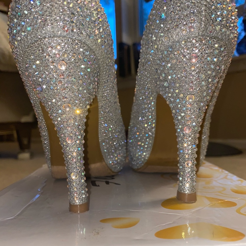Silver glittery heels